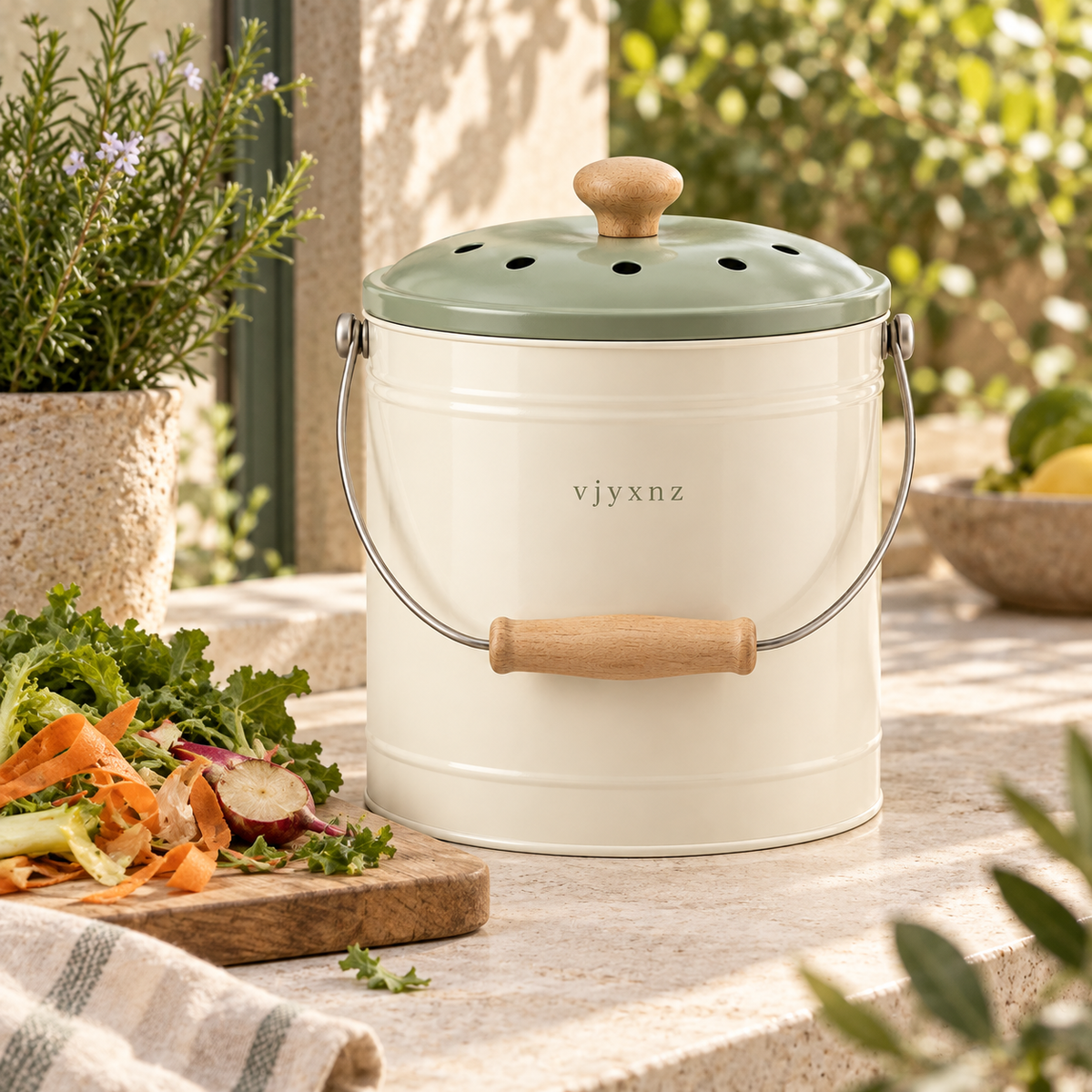 Meadow Countertop Compost Caddy — Lifestyle